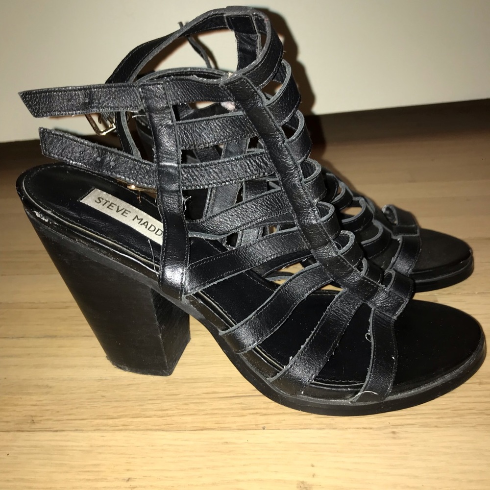 Black Strappy Steve Madden Heeled Sandals
